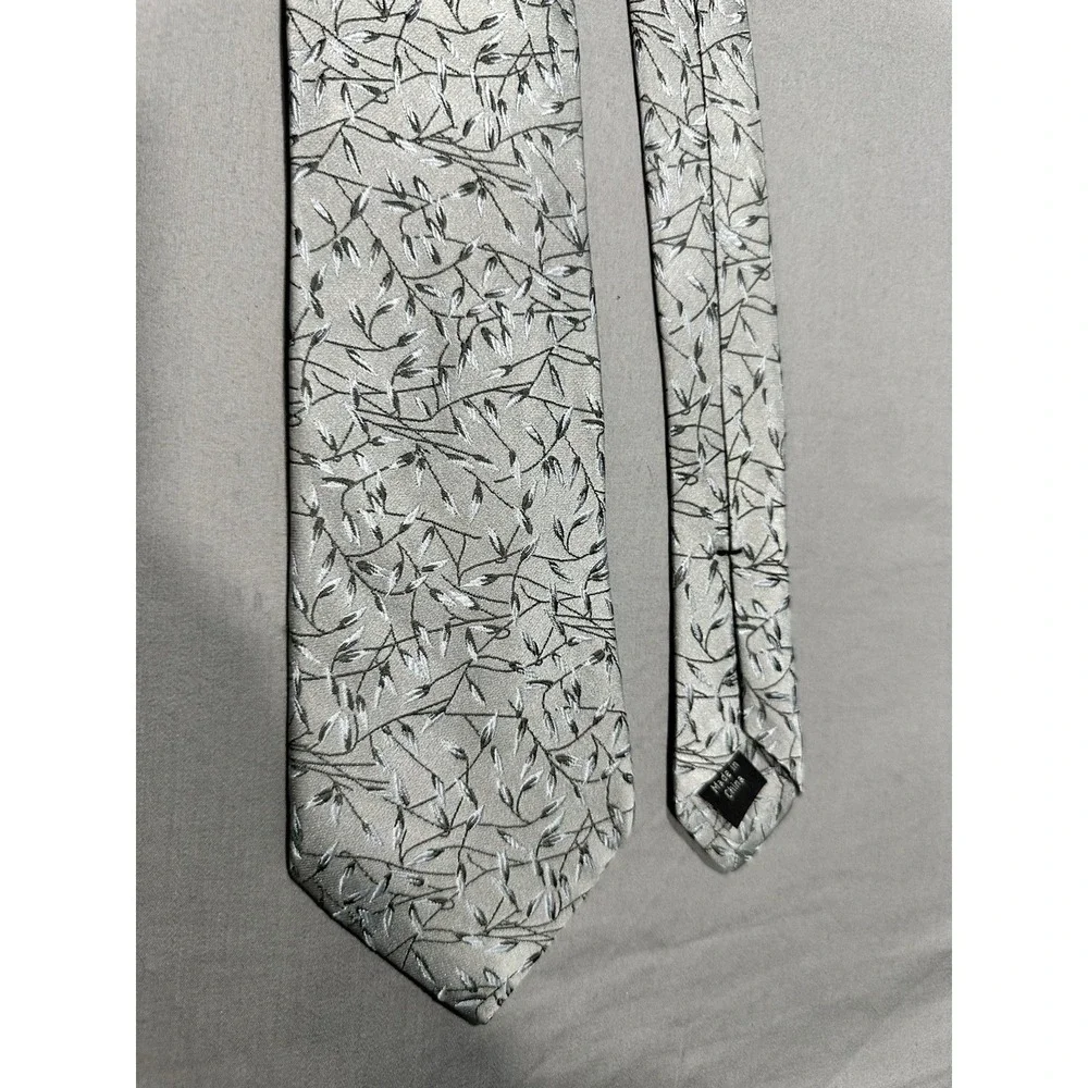 Calvin Klein Silver Botanical Leaf Pattern‎ Neck Tie Winter